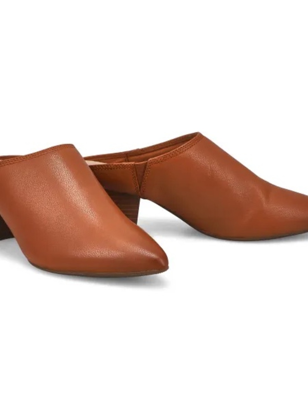 Women’s Pointed Toe Leather Mule in Cognac Brown- brand new, never worn